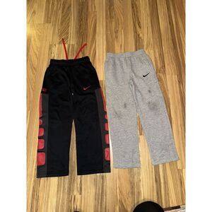Nike Boys Sweatpants Y2K Wide Leg Black Elite Dri-fit‎ XS Worn Knee Cotton EUC